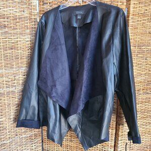 NWT Nordstrom Halogen Drape Front Jacket Black Faux Leather Moto Boho Rock 1X